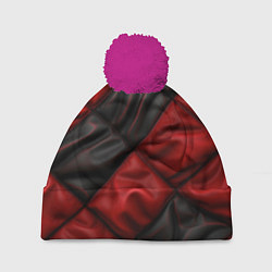 Шапка с помпоном Red black luxury, цвет: 3D-малиновый