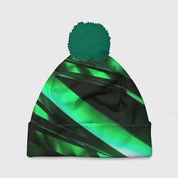 Шапка с помпоном Зеленая неоновая абстракция, цвет: 3D-зеленый
