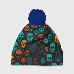 Шапка с помпоном Skull party, цвет: 3D-тёмно-синий