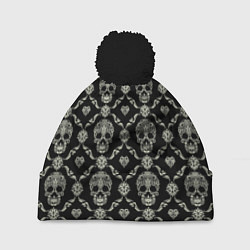 Шапка c помпоном Узор с черепами Pattern with skulls