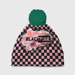 Шапка c помпоном Blackpink logo roses