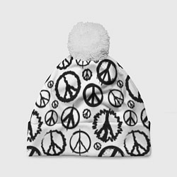 Шапка c помпоном Many peace logo