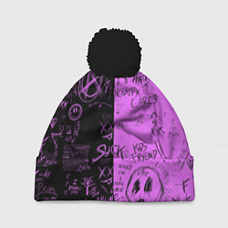 Шапка с помпоном Dead inside purple black, цвет: 3D-черный