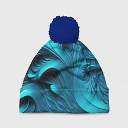 Шапка с помпоном Неоновые объемные узоры, цвет: 3D-тёмно-синий