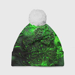 Шапка с помпоном Зеленая кислота, цвет: 3D-белый