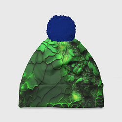 Шапка с помпоном Объемная зеленая текстура, цвет: 3D-тёмно-синий