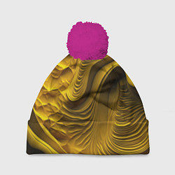 Шапка с помпоном Объемная желтая текстура, цвет: 3D-малиновый