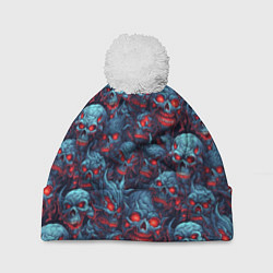 Шапка с помпоном Monster skulls pattern, цвет: 3D-белый
