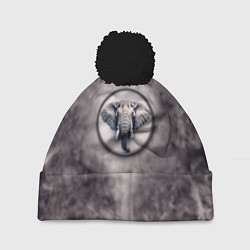 Шапка с помпоном Слон с хоботом, цвет: 3D-черный
