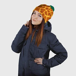 Шапка с помпоном Шкура жирафа - текстура, цвет: 3D-зеленый — фото 2