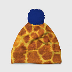 Шапка с помпоном Шкура жирафа - текстура, цвет: 3D-тёмно-синий