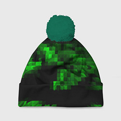 Шапка с помпоном Зеленые пирамиды, цвет: 3D-зеленый