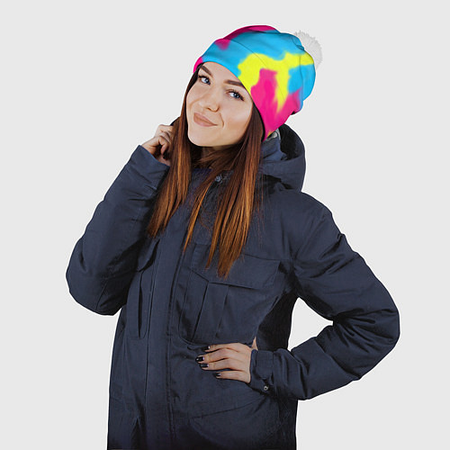 Шапка c помпоном Тай-дай из фильма Барби / 3D-Белый – фото 2