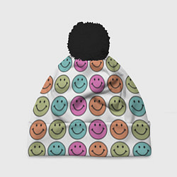 Шапка с помпоном Smiley face, цвет: 3D-черный
