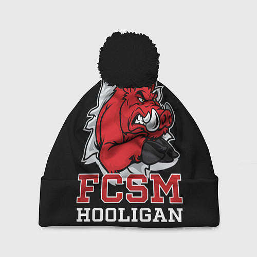 Шапка c помпоном FCSM hooligan / 3D-Черный – фото 1