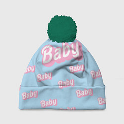 Шапка с помпоном Baby - Barbie style: blue pattern, цвет: 3D-зеленый