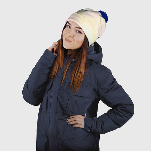 Шапка c помпоном Tie dye из сериала убийства в одном здании / 3D-Тёмно-синий – фото 2