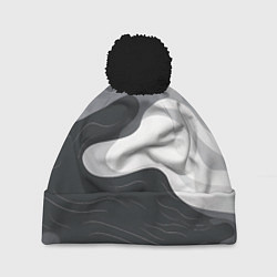 Шапка с помпоном Волны монохрома, цвет: 3D-черный