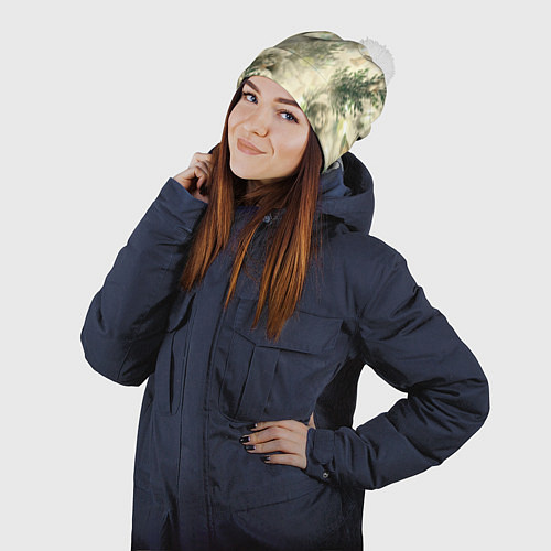 Шапка c помпоном Рождественский декор - рисунки ангелов / 3D-Белый – фото 2