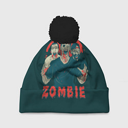 Шапка с помпоном Zombie - день мертвеца, цвет: 3D-черный