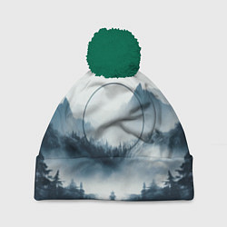 Шапка с помпоном Утренние горы, цвет: 3D-зеленый