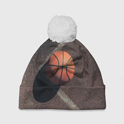 Шапка с помпоном Мяч баскетбольный, цвет: 3D-белый