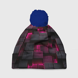 Шапка с помпоном Фиолетовые и черные камни, цвет: 3D-тёмно-синий