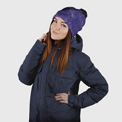 Шапка с помпоном Абстракция - violet color background, цвет: 3D-черный — фото 2