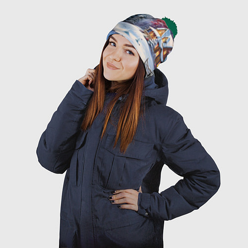 Шапка c помпоном Сказочная метель подарков / 3D-Зеленый – фото 2