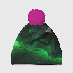 Шапка c помпоном Асимметрия зеленого узора