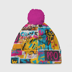 Шапка с помпоном В стиле поп арт, цвет: 3D-малиновый