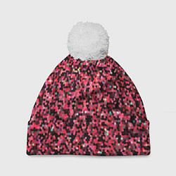 Шапка c помпоном Мелкая мозаика розовый