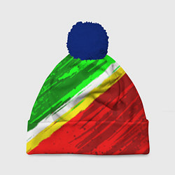 Шапка с помпоном Расцветка Зеленоградского флага, цвет: 3D-тёмно-синий