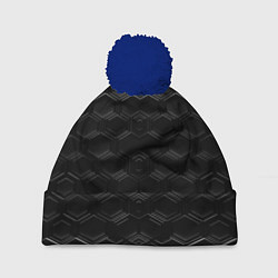 Шапка с помпоном Чёрные текстуры соты, цвет: 3D-тёмно-синий