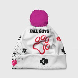 Шапка c помпоном Fall Guys kids game pattern