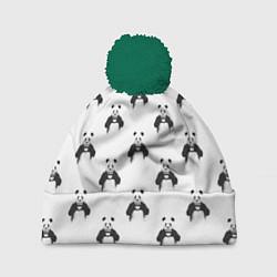 Шапка с помпоном Panda love - pattern, цвет: 3D-зеленый