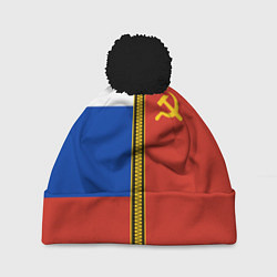 Шапка с помпоном Россия и СССР, цвет: 3D-черный