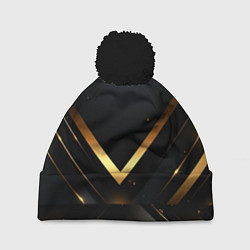 Шапка с помпоном Gold luxury black abstract, цвет: 3D-черный