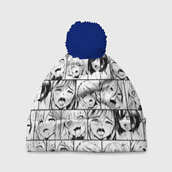 Шапка с помпоном Ahegao pattern, цвет: 3D-тёмно-синий