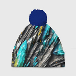 Шапка с помпоном Камень и драгоценные кристаллы, цвет: 3D-тёмно-синий