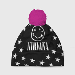 Шапка с помпоном Nirvana stars steel, цвет: 3D-малиновый