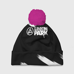 Шапка с помпоном Linkin park рок бенд краски, цвет: 3D-малиновый