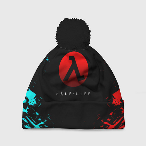 Шапка c помпоном Half life краска текстура валф / 3D-Черный – фото 1