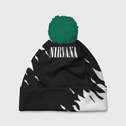 Шапка с помпоном Nirvana текстура огонь, цвет: 3D-зеленый