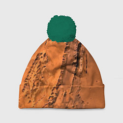 Шапка с помпоном Каналы на Марсе - star dust, цвет: 3D-зеленый