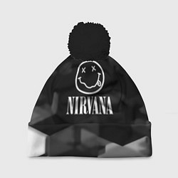 Шапка с помпоном Nirvana текстура рок, цвет: 3D-черный
