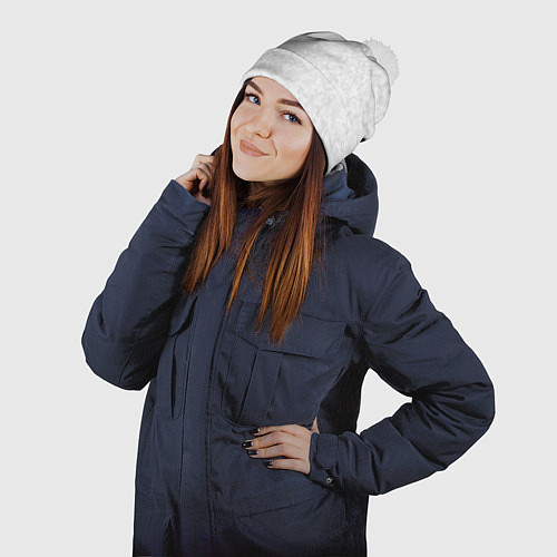 Шапка c помпоном Светло-серый текстура / 3D-Белый – фото 2