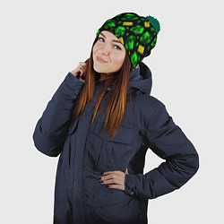 Шапка с помпоном Game over press start, цвет: 3D-зеленый — фото 2