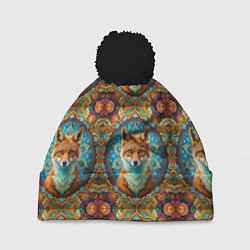 Шапка с помпоном Лисицы и объемные узоры, цвет: 3D-черный