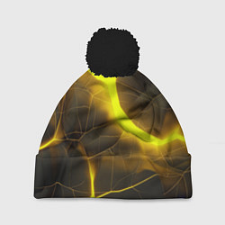 Шапка с помпоном Желтое неоновое свечение, цвет: 3D-черный